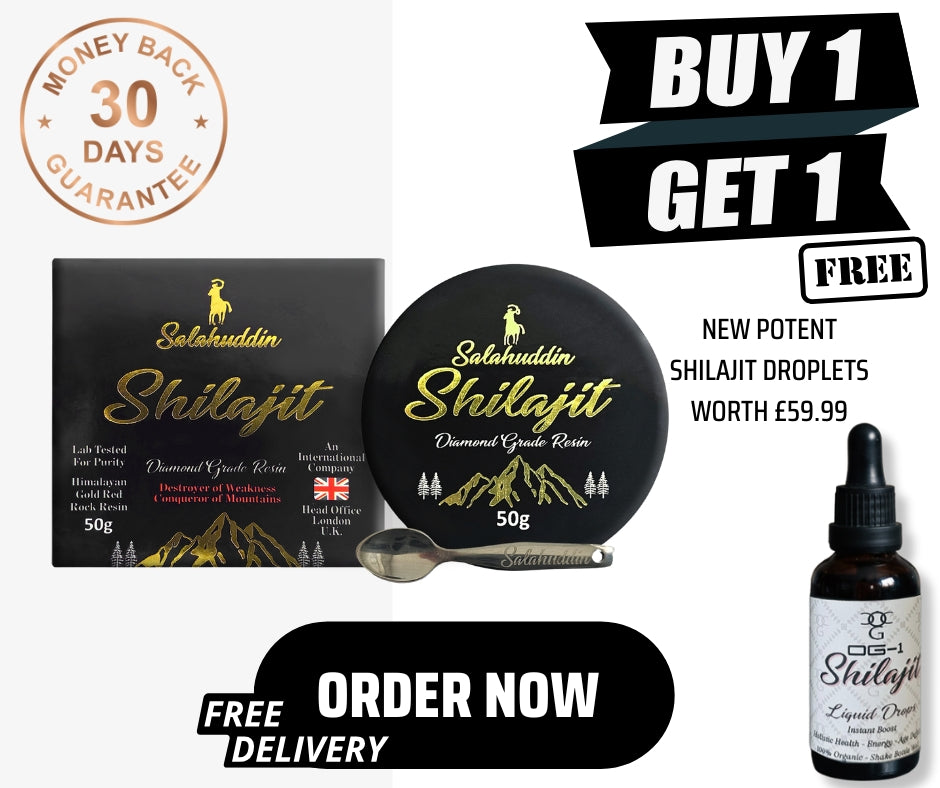 Salahuddin Himalayan Shilajit Resin 50G + FREE Liquid Drops + Lab Tested + Certified