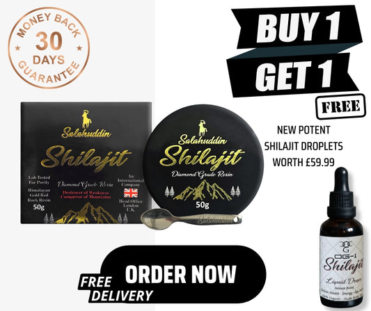 Salahuddin Himalayan Shilajit Resin 50G + FREE Liquid Drops + Lab Tested + Certified