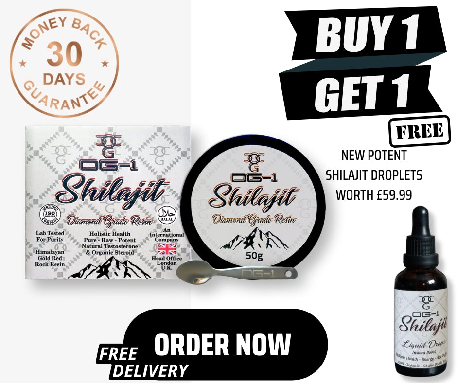OG-1 Himalayan Shilajit Resin 50G + FREE Liquid Drops + Lab Tested + Certified
