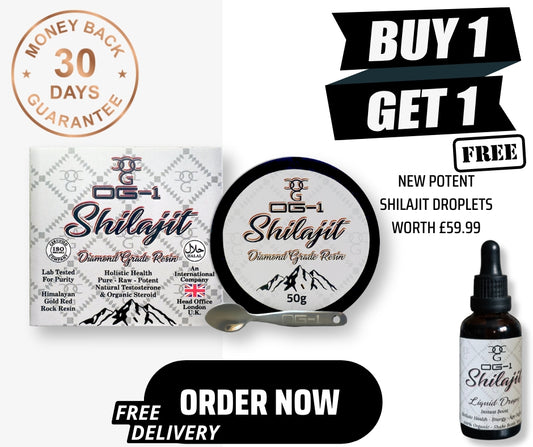 OG-1 Himalayan Shilajit Resin 50G + FREE Liquid Drops + Lab Tested + Certified