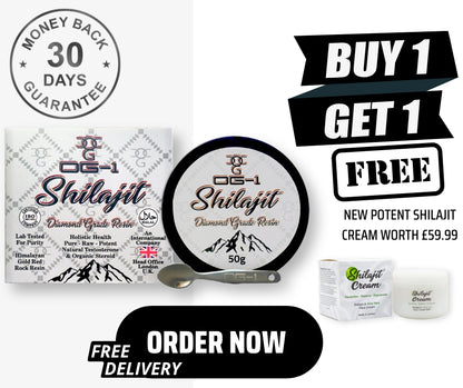 OG-1 Himalayan Shilajit Resin 50G + FREE Shilajit Cream + Lab Tested + Certified